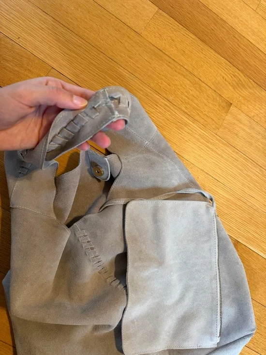 Haute Hippie Festival Suede Tote Bag in Light Taupe - Everyday Shoulder Bag - Picture 6 of 10